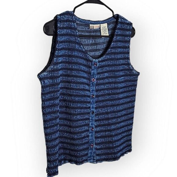 Faded Glory Vintage 90s Sleeveless Denim Ruffle Top size Small - Picture 2 of 4